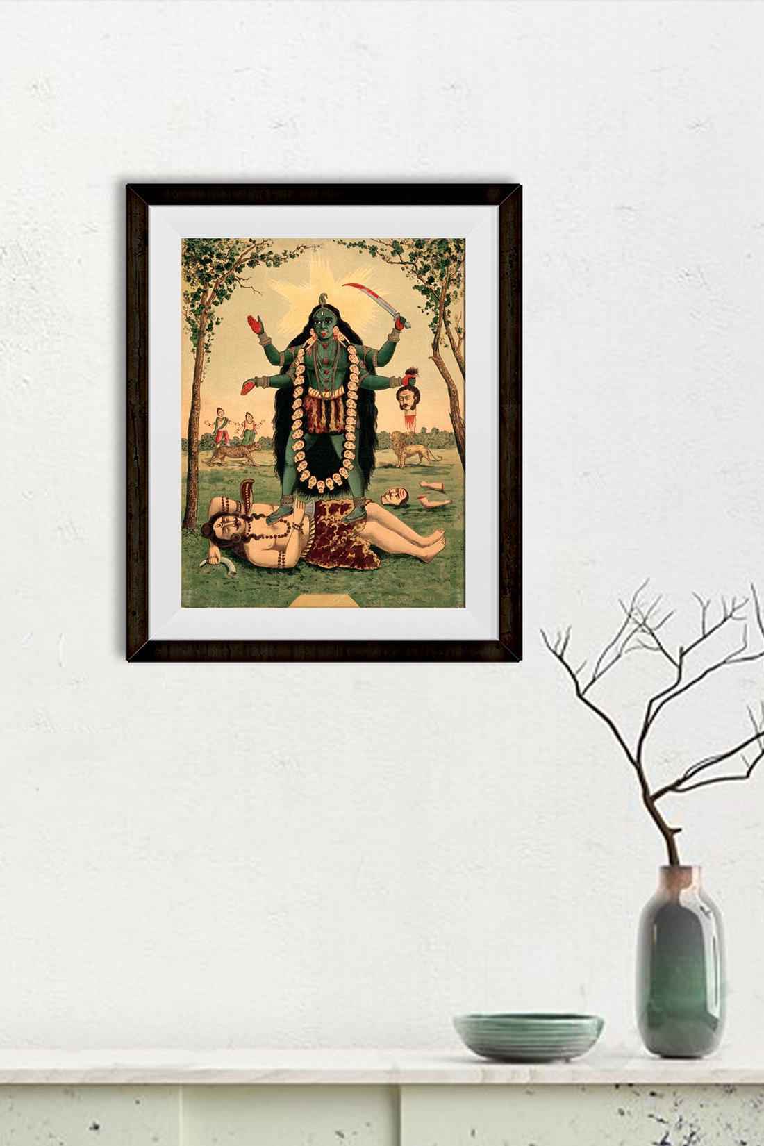Kali standing upon Shiva Painting - Meri Deewar 3 : 4 Vertical Premium Wall Art Canvas by MeriDeewar