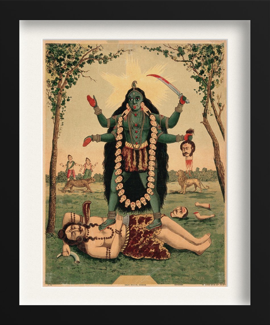Kali standing upon Shiva Painting - Meri Deewar 3 : 4 Vertical Premium Wall Art Canvas by MeriDeewar
