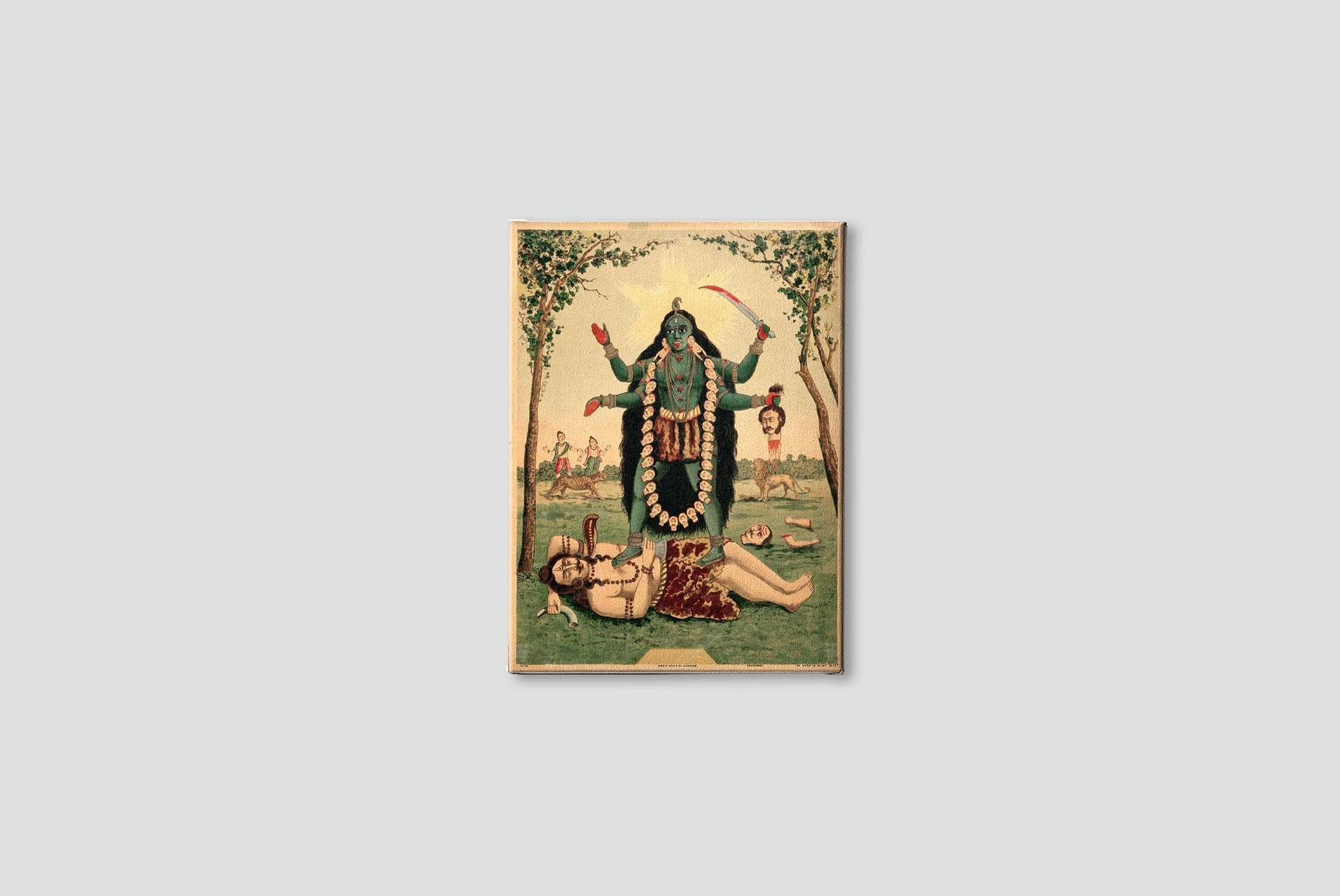 Kali standing upon Shiva Painting - Meri Deewar 3 : 4 Vertical Premium Wall Art Canvas by MeriDeewar