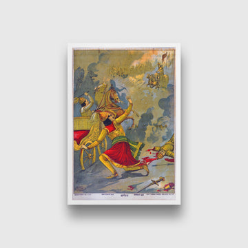 Karna Vadh Painting Made by Raja Ravi Varma - Meri Deewar 2 : 3 Vertical Premium Wall Art Canvas by MeriDeewar