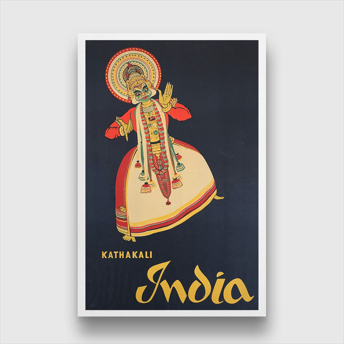 Kathakali Kerala Vintage poster 2 : 3 Vertical Premium Wall Art Canvas by MeriDeewar