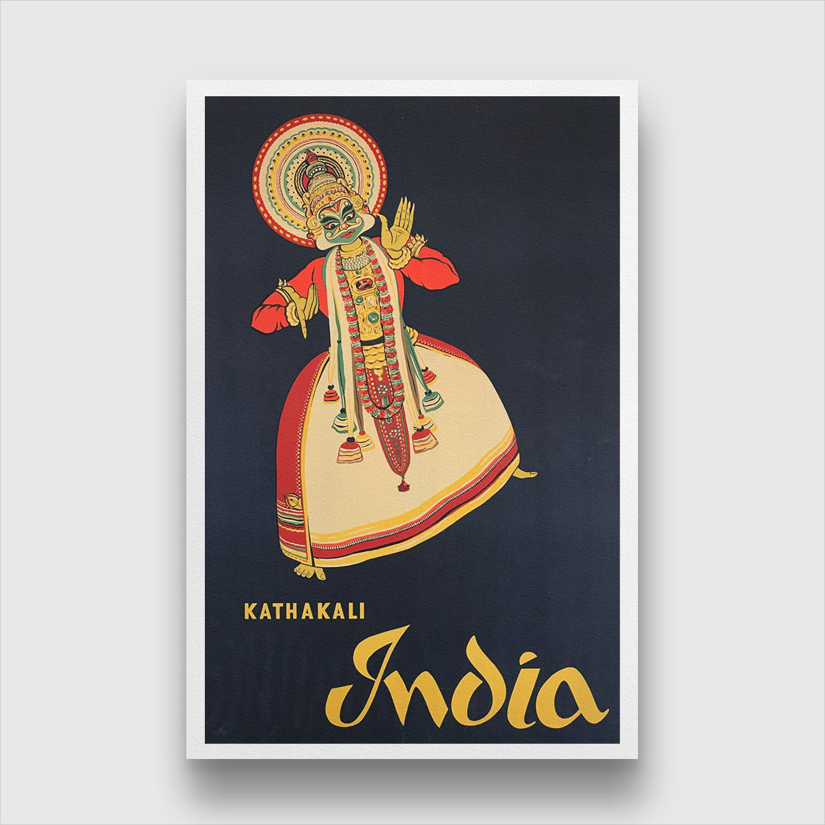 Kathakali Kerala Vintage poster 2 : 3 Vertical Premium Wall Art Canvas by MeriDeewar