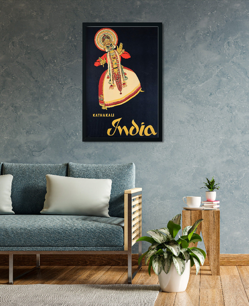 Kathakali Kerala Vintage poster 2 : 3 Vertical Premium Wall Art Canvas by MeriDeewar