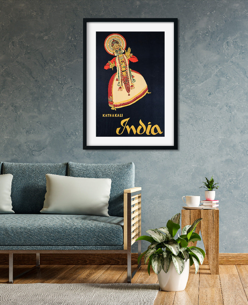 Kathakali Kerala Vintage poster 2 : 3 Vertical Premium Wall Art Canvas by MeriDeewar