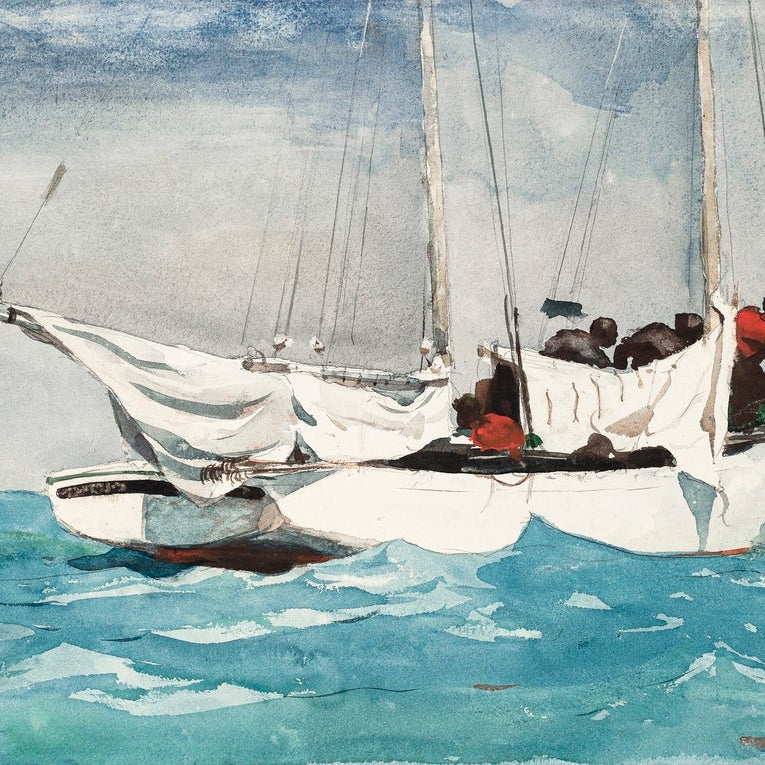 Key West Hauling Anchor painting - Meri Deewar 3 : 2 Horizontal Premium Wall Art Canvas by MeriDeewar