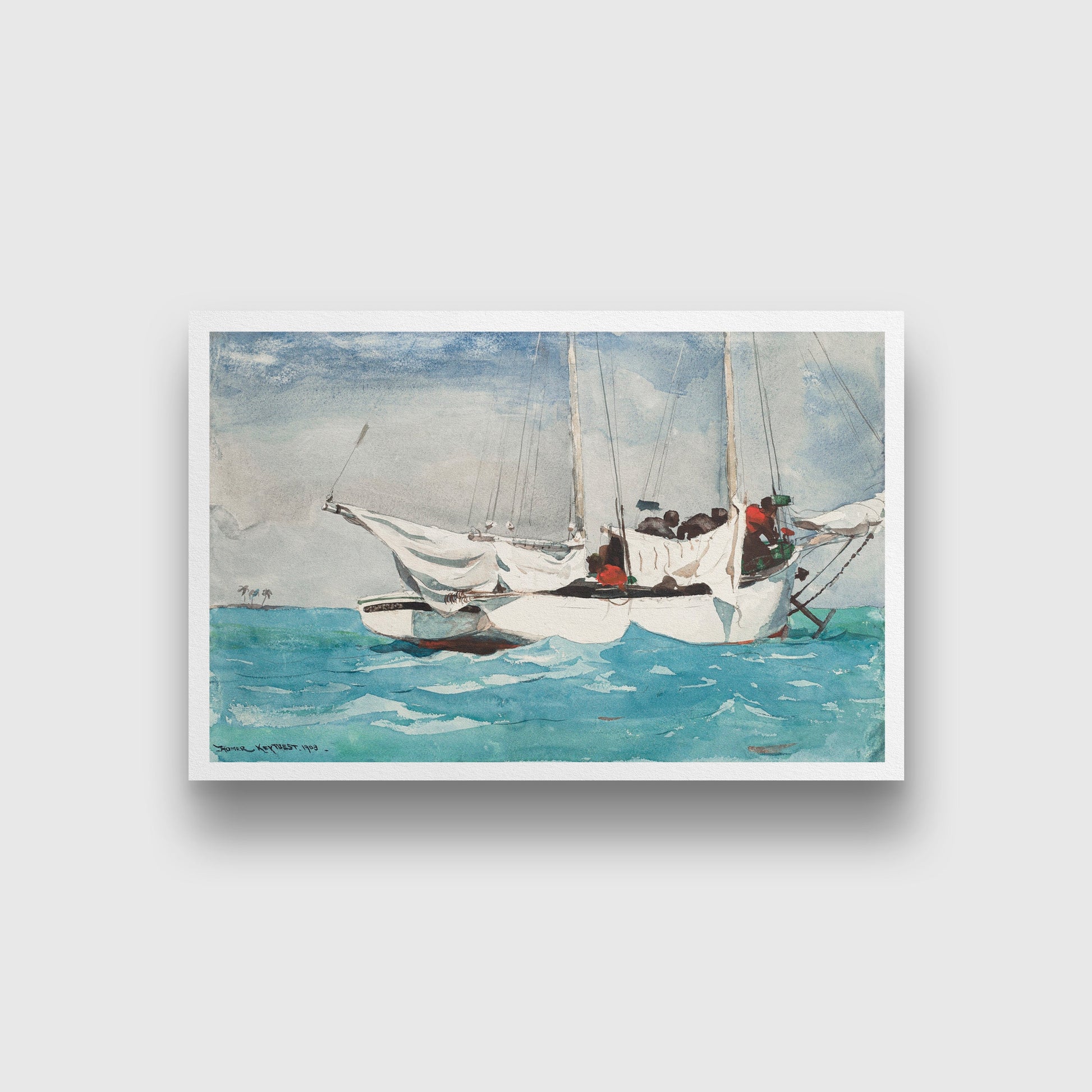 Key West Hauling Anchor painting - Meri Deewar 3 : 2 Horizontal Premium Wall Art Canvas by MeriDeewar