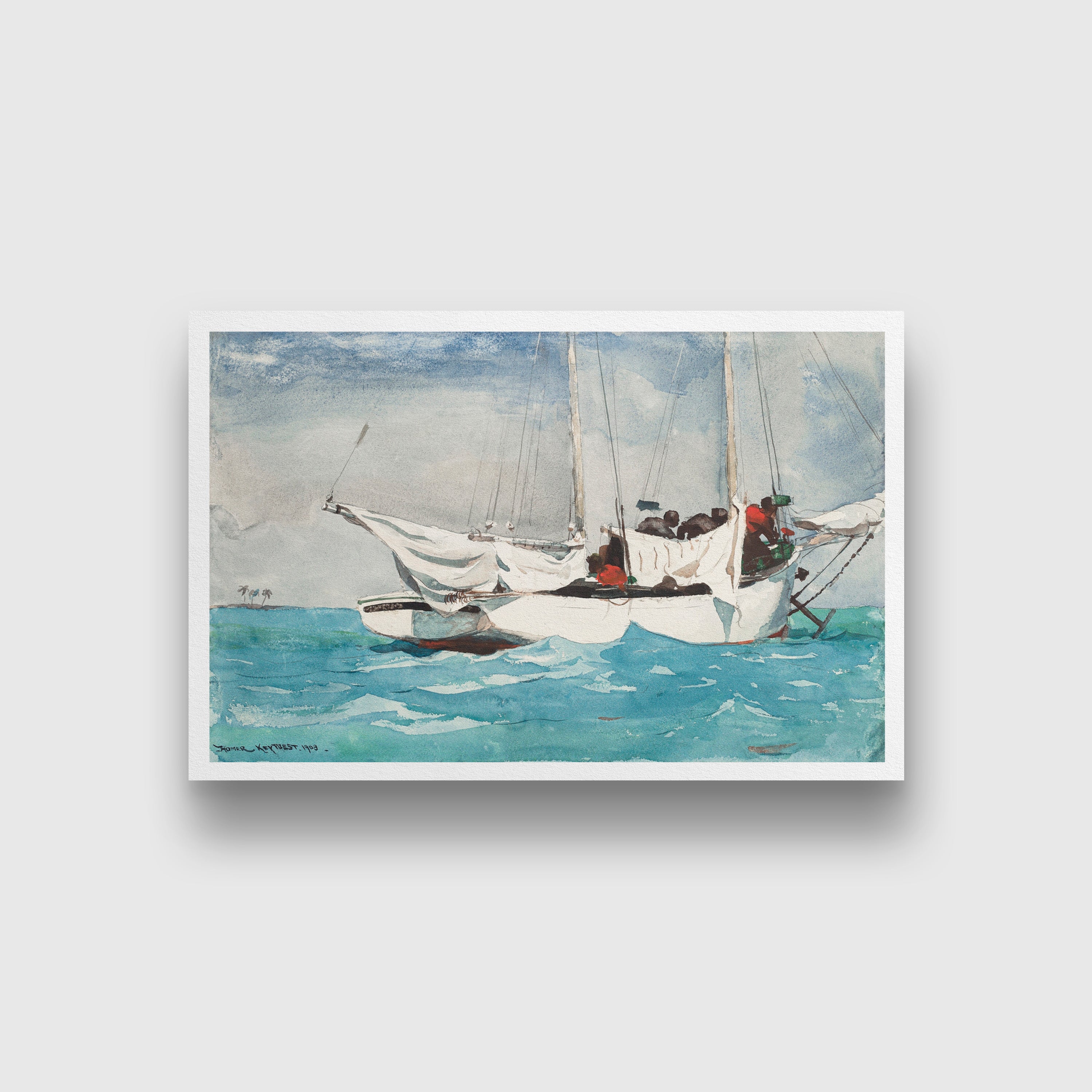 Key West Hauling Anchor painting - Meri Deewar 3 : 2 Horizontal Premium Wall Art Canvas by MeriDeewar