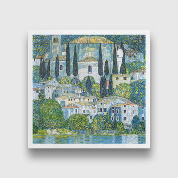Kirche in Cassone painting 1 : 1 Square Premium Wall Art Canvas by MeriDeewar