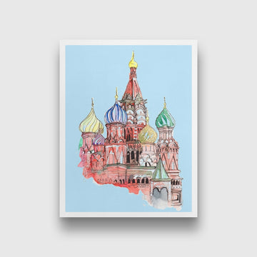 Kremlin Palace Illustration Painting - Meri Deewar 3 : 4 Vertical Premium Wall Art Canvas by MeriDeewar