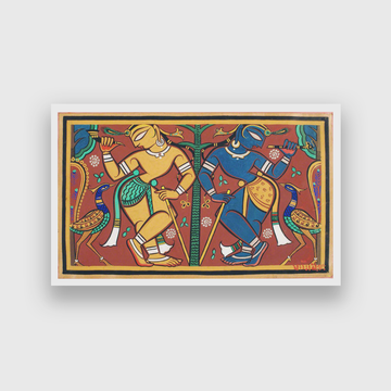 Krishna and Balarama Painting 4 : 3 Horizontal Premium Wall Art Canvas by MeriDeewar
