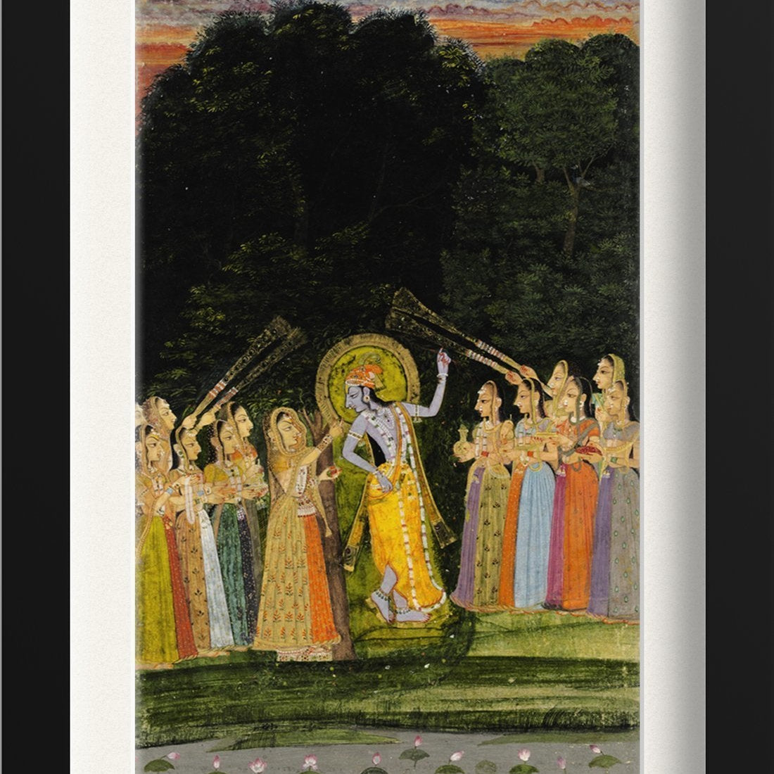 Krishna And Gopis Painting - Meri Deewar 2 : 3 Vertical Premium Wall Art Canvas by MeriDeewar