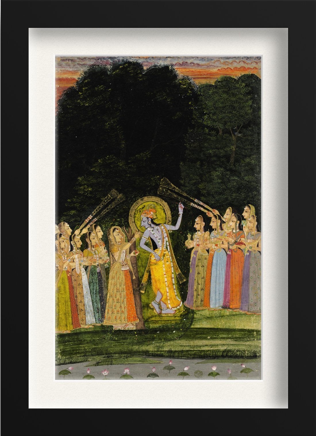 Krishna And Gopis Painting - Meri Deewar 2 : 3 Vertical Premium Wall Art Canvas by MeriDeewar