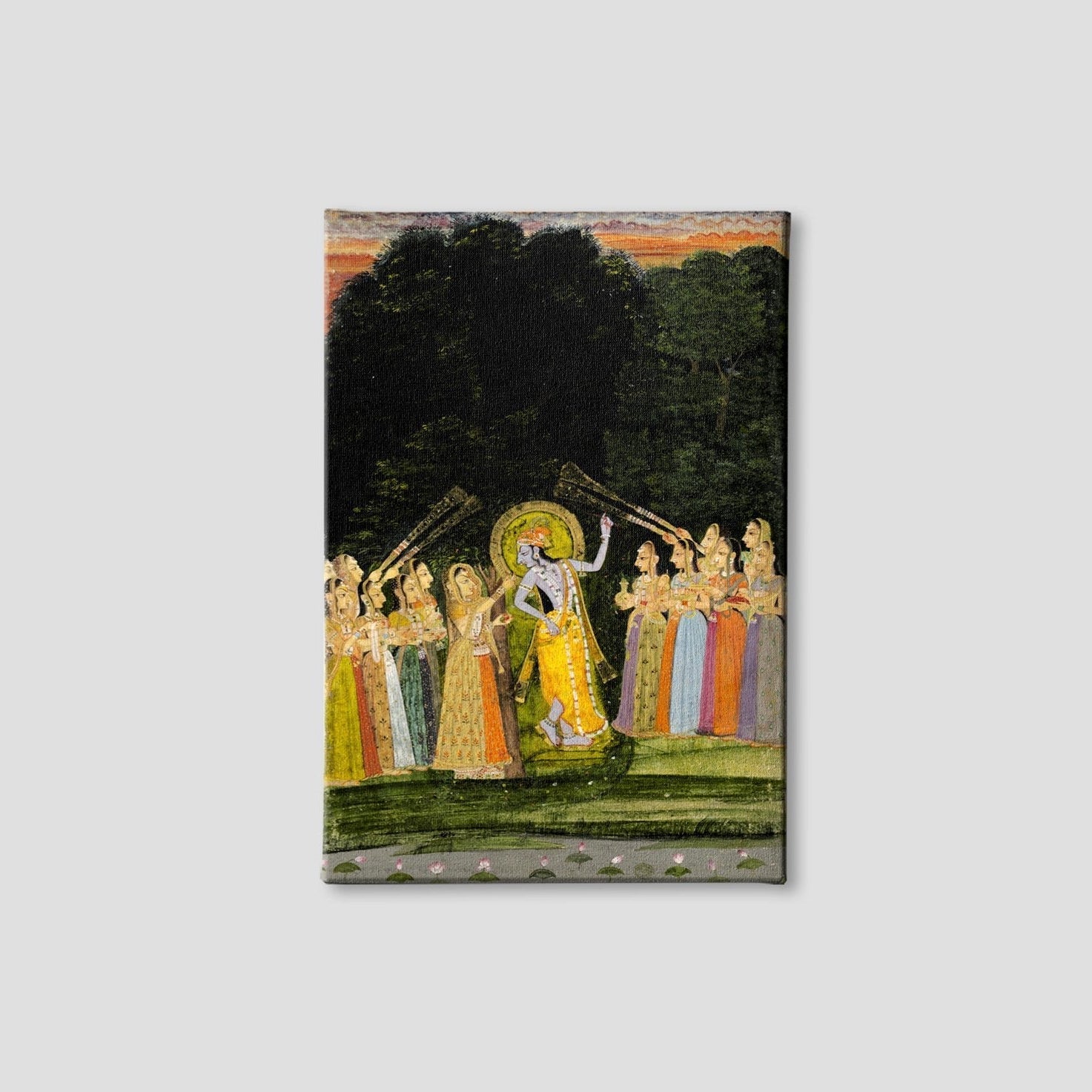 Krishna And Gopis Painting - Meri Deewar 2 : 3 Vertical Premium Wall Art Canvas by MeriDeewar