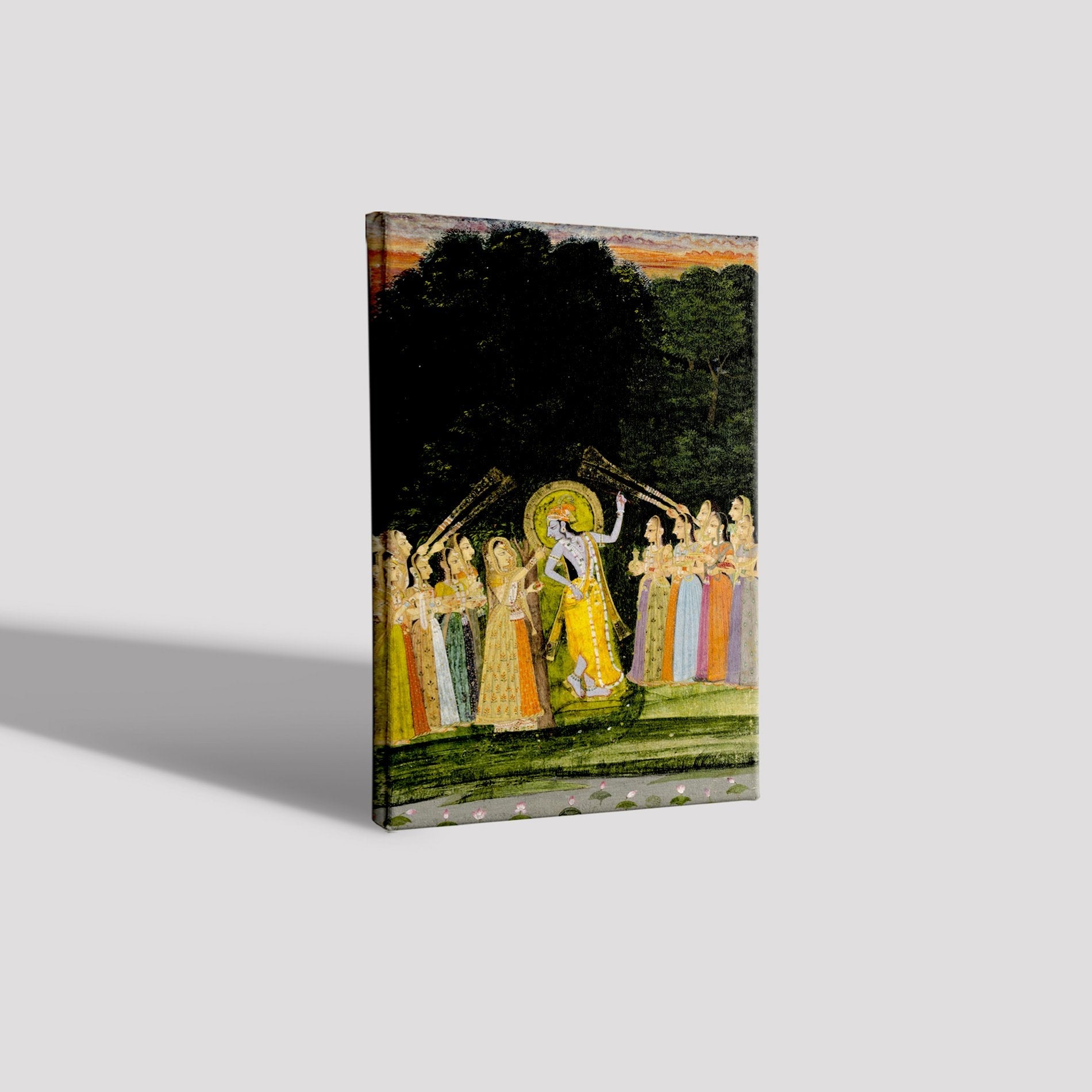 Krishna And Gopis Painting - Meri Deewar 2 : 3 Vertical Premium Wall Art Canvas by MeriDeewar