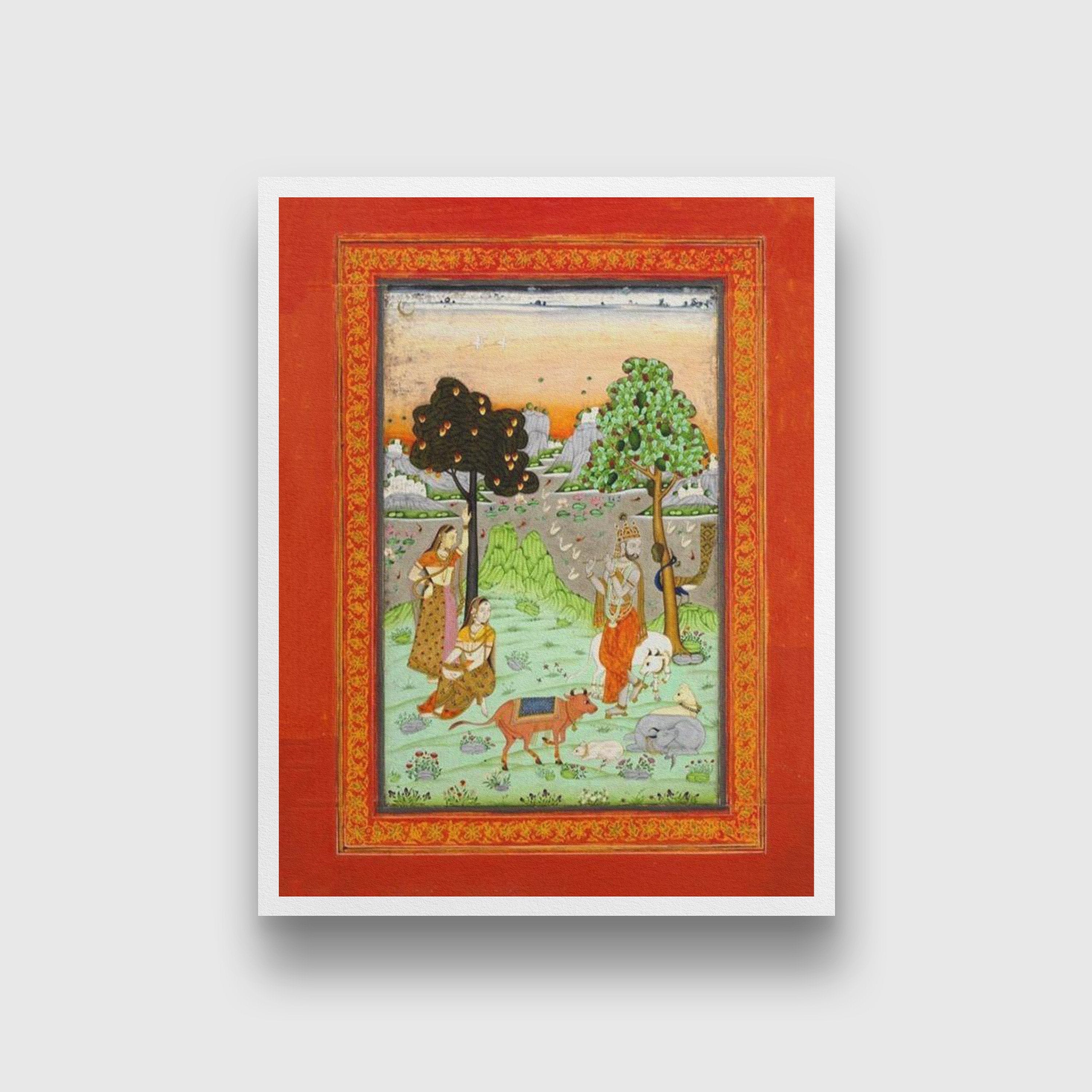 Krishna And Gopis Painting - Meri Deewar 3 : 4 Vertical Premium Wall Art Canvas by MeriDeewar