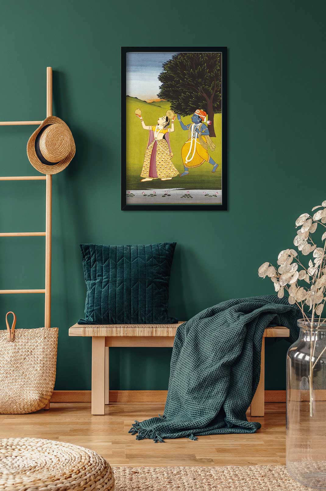 Krishna and Radha Dancing Painting 2 : 3 Vertical Premium Wall Art Canvas by MeriDeewar