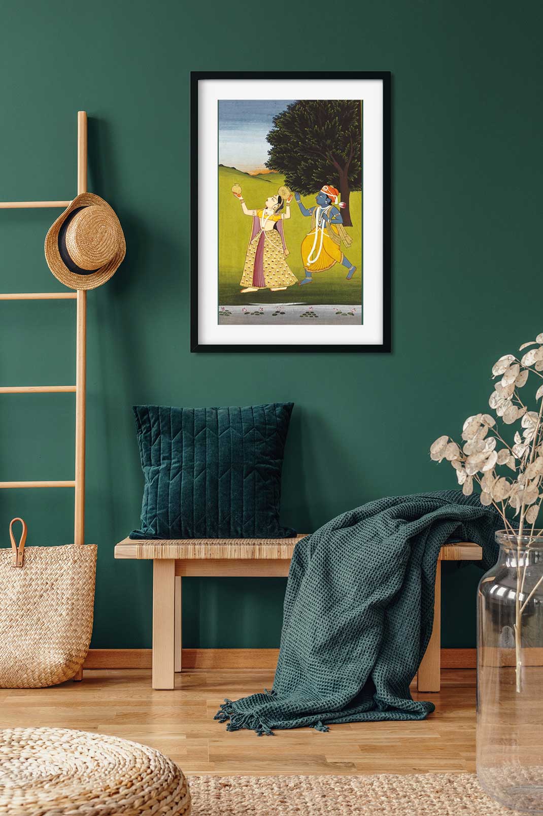 Krishna and Radha Dancing Painting 2 : 3 Vertical Premium Wall Art Canvas by MeriDeewar