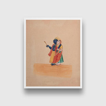 Krishna and Radha Painting - Meri Deewar 4 :5 Vertical Premium Wall Art Canvas by MeriDeewar