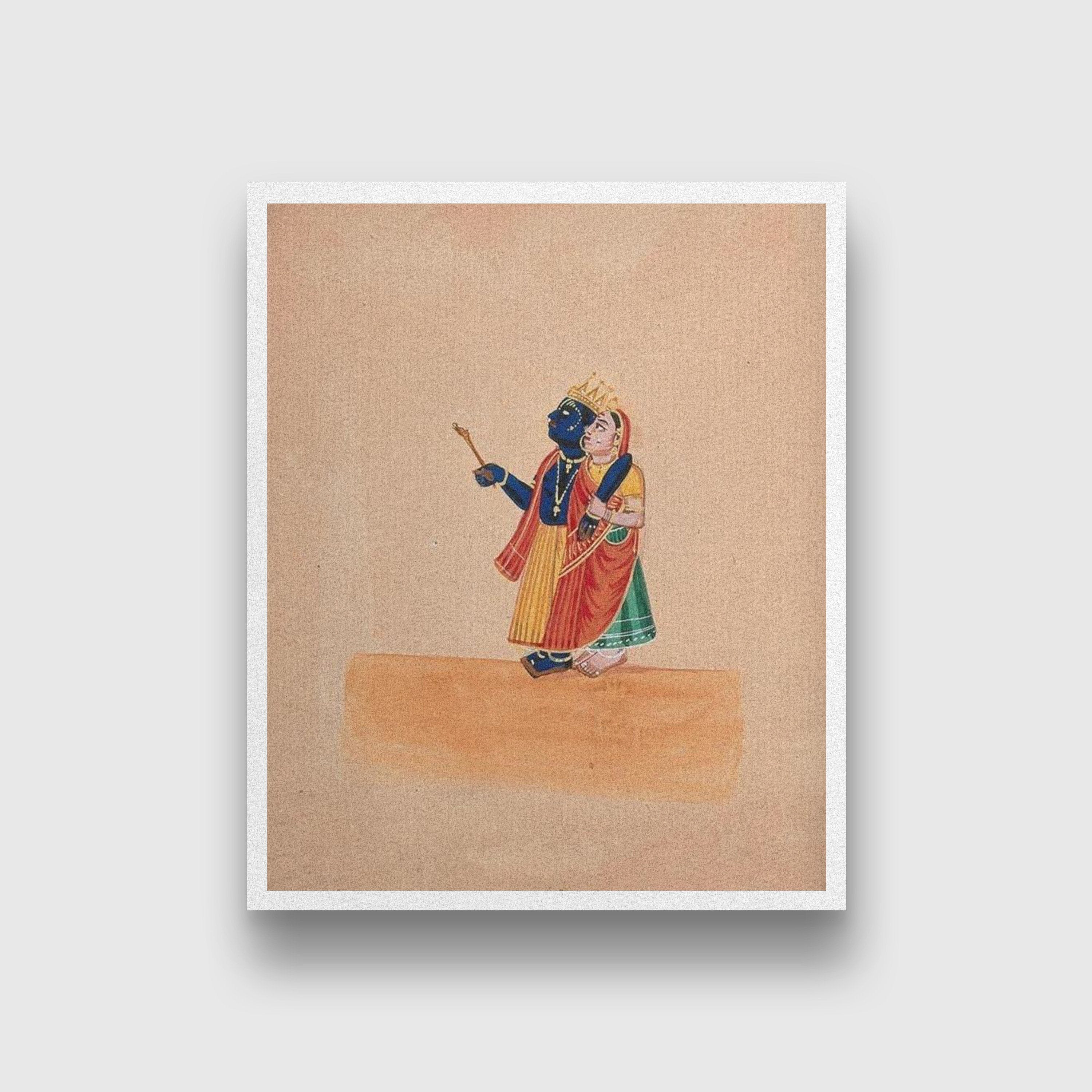 Krishna and Radha Painting - Meri Deewar 4 :5 Vertical Premium Wall Art Canvas by MeriDeewar