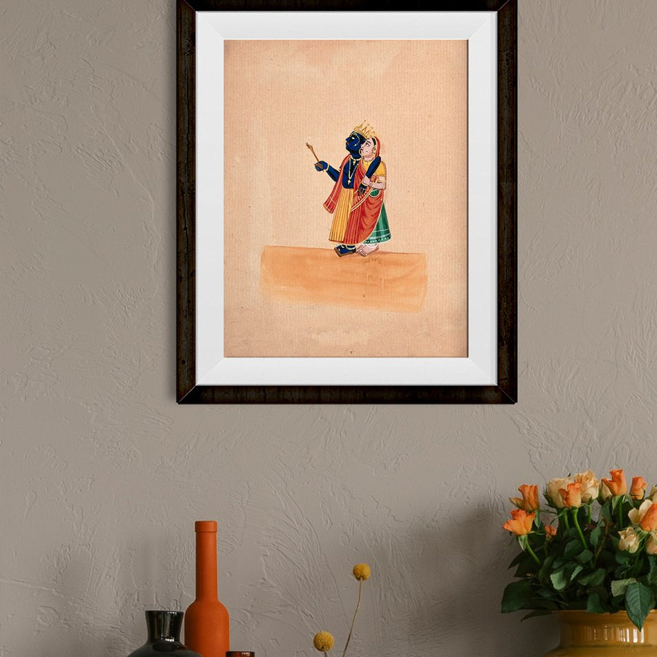 Krishna and Radha Painting - Meri Deewar 4 :5 Vertical Premium Wall Art Canvas by MeriDeewar