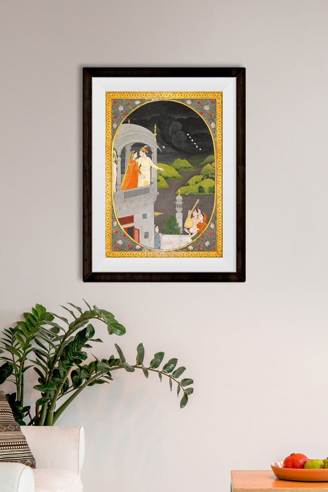 Krishna And Radha Watching Rain Clouds Painting - Meri Deewar 4 X 5.5 Vertical Premium Wall Art Canvas by MeriDeewar