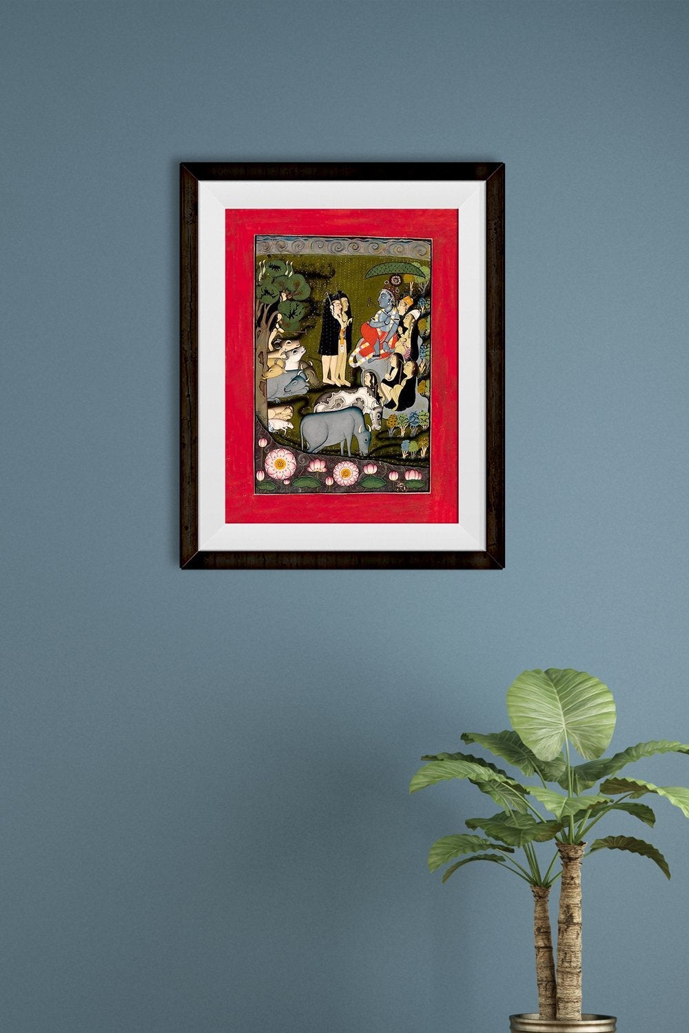 Krishna and the Gopas (Cowherders) Painting - Meri Deewar 3 : 4 Vertical Premium Wall Art Canvas by MeriDeewar