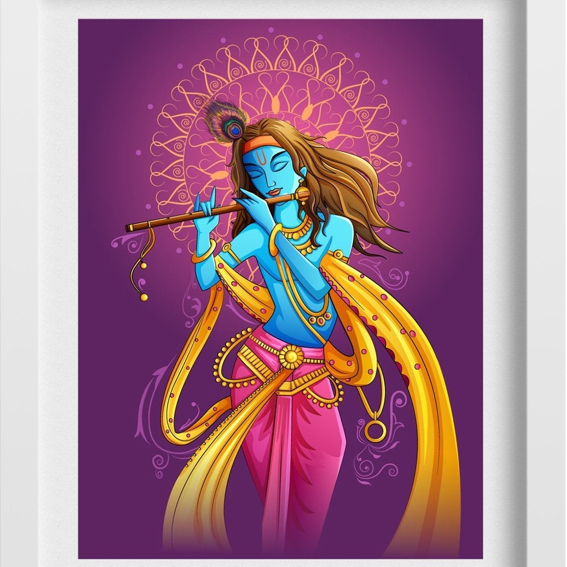 Krishna Artwork Painting - Meri Deewar 3 : 4 Vertical Premium Wall Art Canvas by MeriDeewar