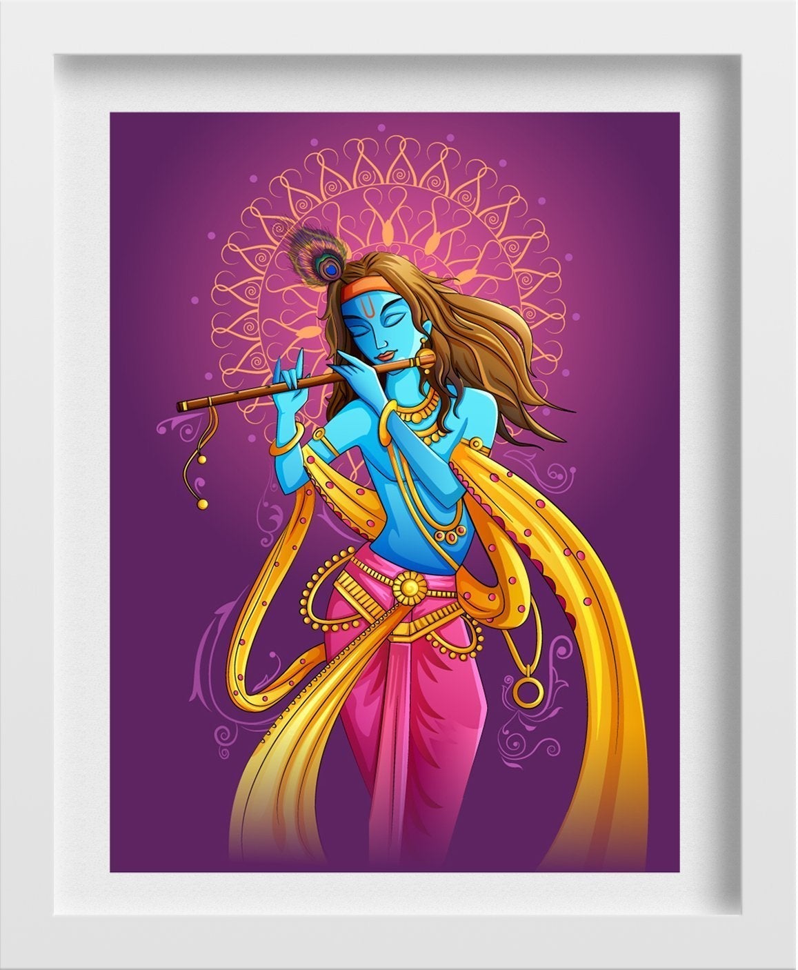 Krishna Artwork Painting - Meri Deewar 3 : 4 Vertical Premium Wall Art Canvas by MeriDeewar