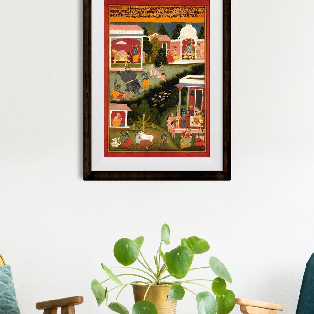 Krishna As The Destroyer Of Demons Painting - Meri Deewar 2 : 3 Vertical Premium Wall Art Canvas by MeriDeewar