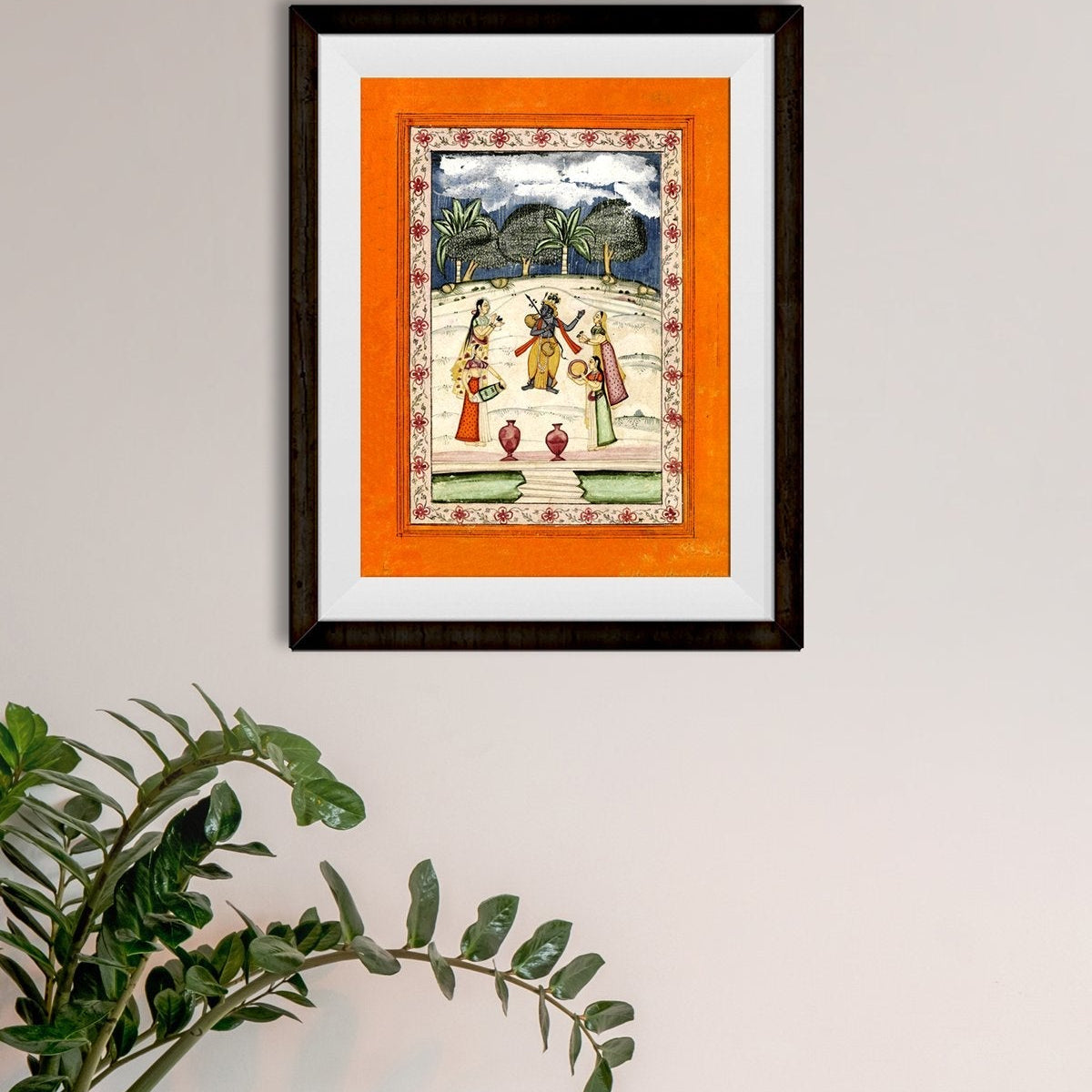 Krishna Dancing In The Rain Painting - Meri Deewar 3 : 4 Vertical Premium Wall Art Canvas by MeriDeewar