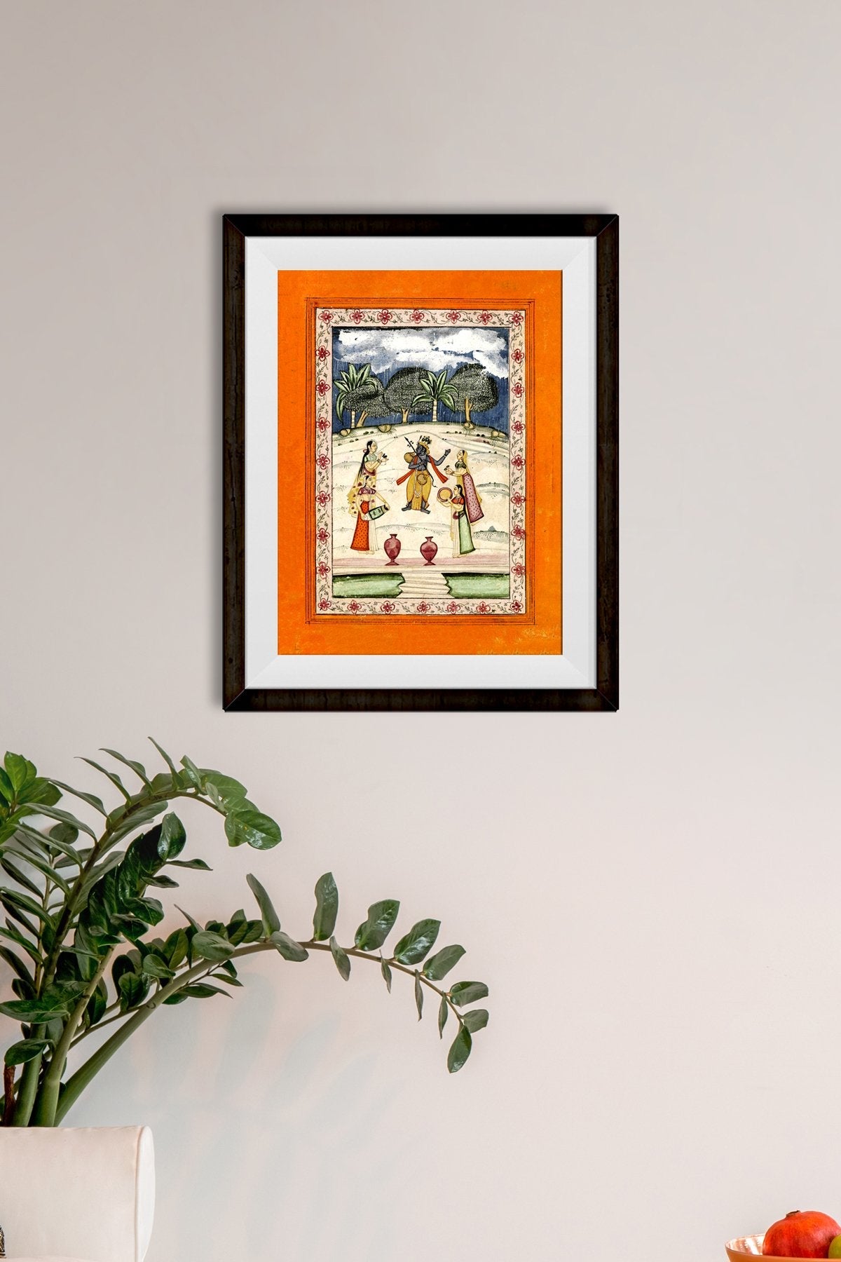 Krishna Dancing In The Rain Painting - Meri Deewar 3 : 4 Vertical Premium Wall Art Canvas by MeriDeewar