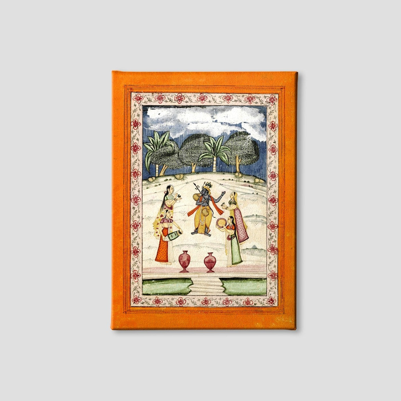 Krishna Dancing In The Rain Painting - Meri Deewar 3 : 4 Vertical Premium Wall Art Canvas by MeriDeewar