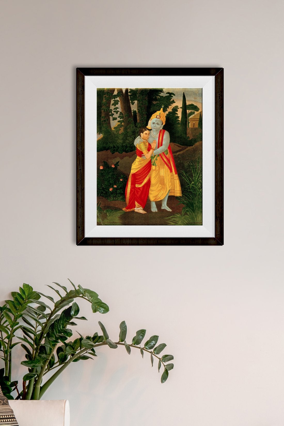 Krishna embracing Radha Painting - Meri Deewar 3 : 4 Vertical Premium Wall Art Canvas by MeriDeewar