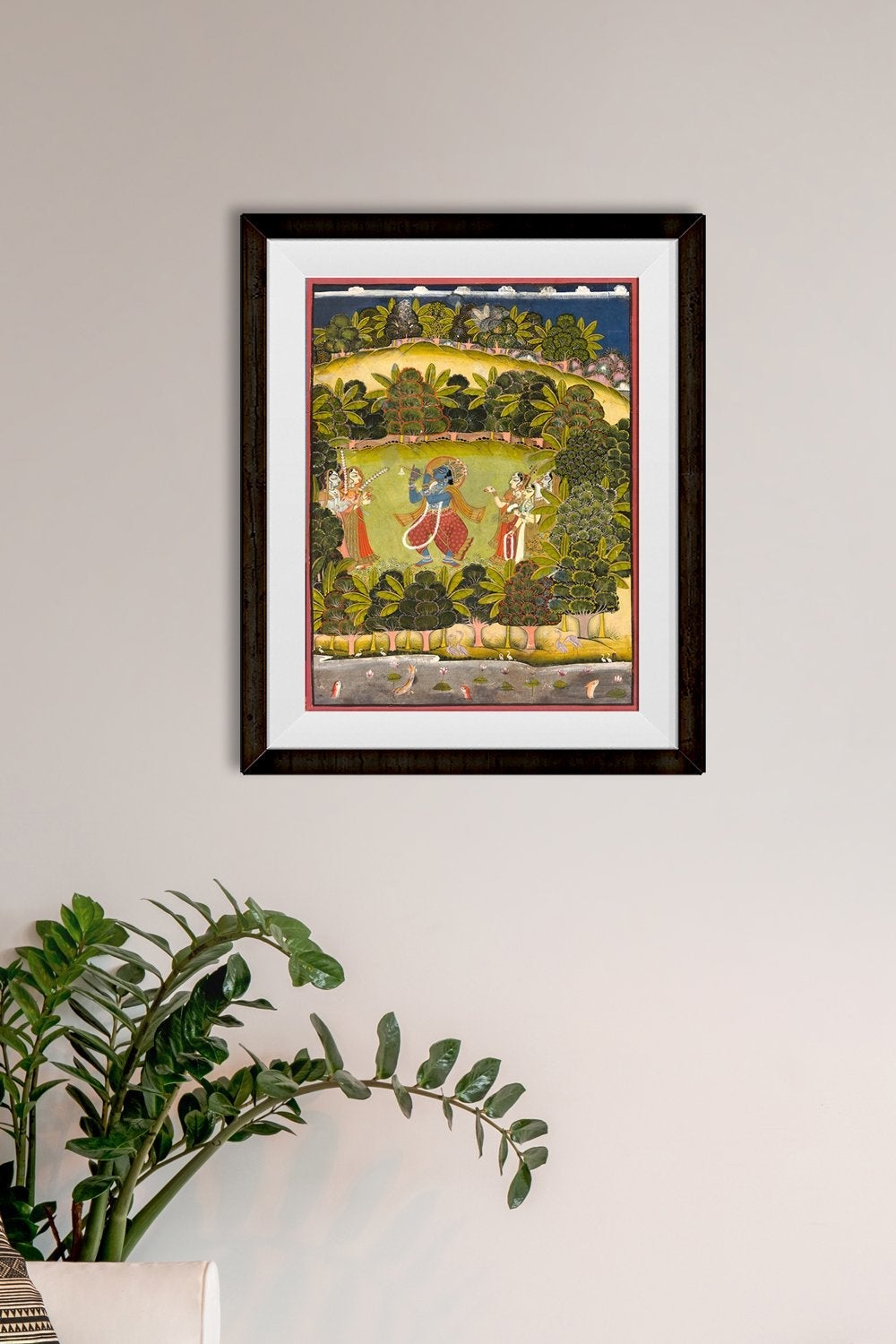 Krishna Fluting for the Gopis Painting - Meri Deewar 3 : 4.2 Vertical Premium Wall Art Canvas by MeriDeewar