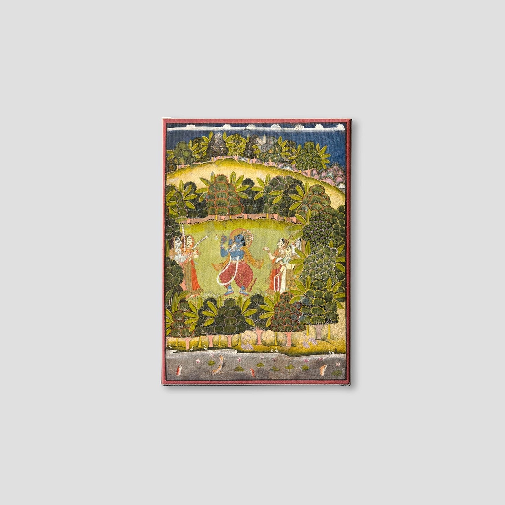 Krishna Fluting for the Gopis Painting - Meri Deewar 3 : 4.2 Vertical Premium Wall Art Canvas by MeriDeewar