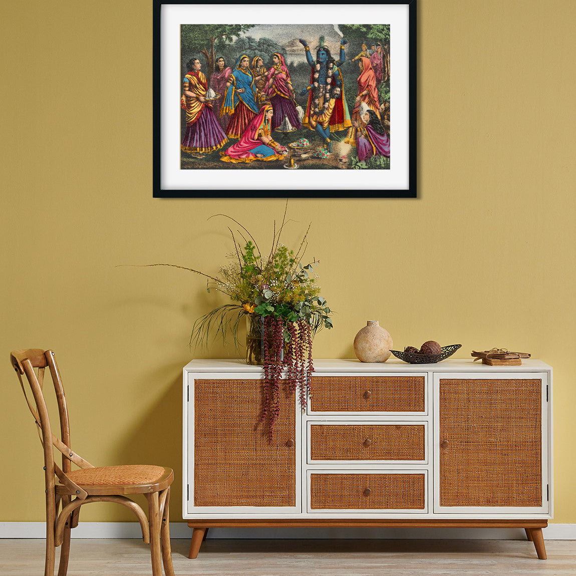 Krishna Kali Painting 3 : 2 Horizontal Premium Wall Art Canvas by MeriDeewar