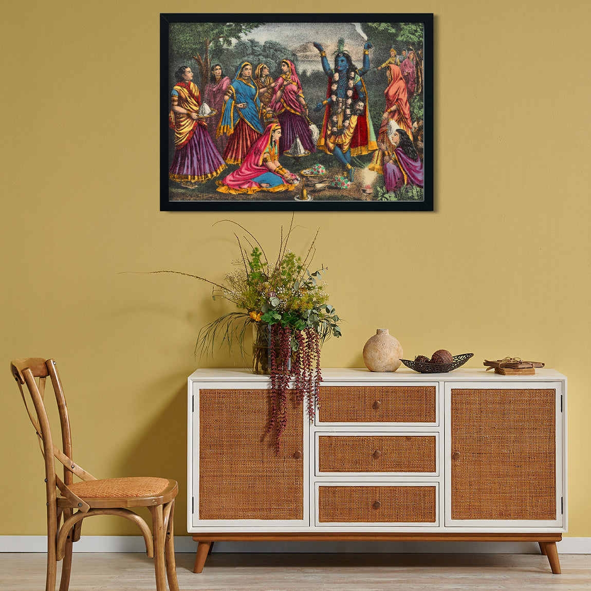 Krishna Kali Painting 3 : 2 Horizontal Premium Wall Art Canvas by MeriDeewar