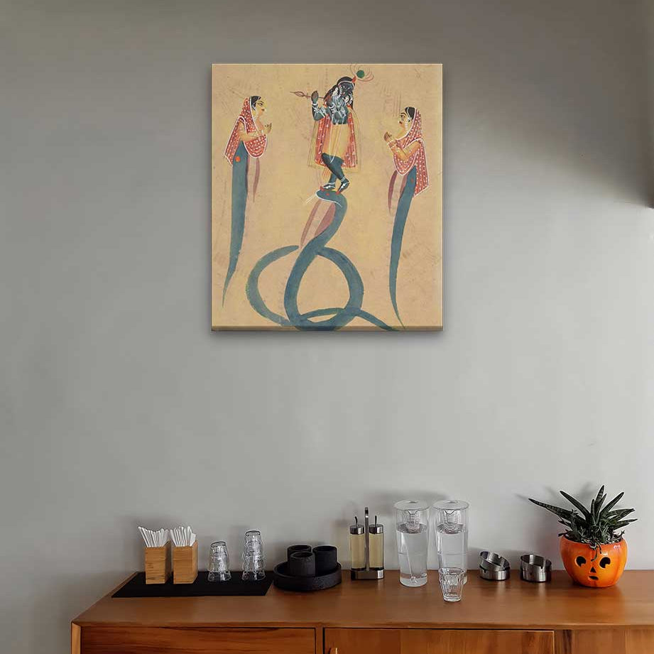 Krishna Kali Worshipped Radha Painting 1 : 1 Square Premium Wall Art Canvas by MeriDeewar
