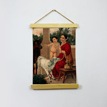 Krishna Krida With Yasoda Maiyya Painting By Raja Ravi Varma Hanging Canvas - Meri Deewar Hanging Canvas Premium Wall Art Canvas by MeriDeewar