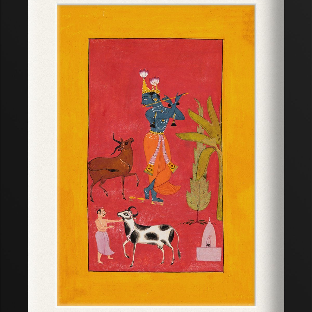 Krishna playing the flute, 1665 (Bundi) Painting - Meri Deewar 2 : 3 Vertical Premium Wall Art Canvas by MeriDeewar