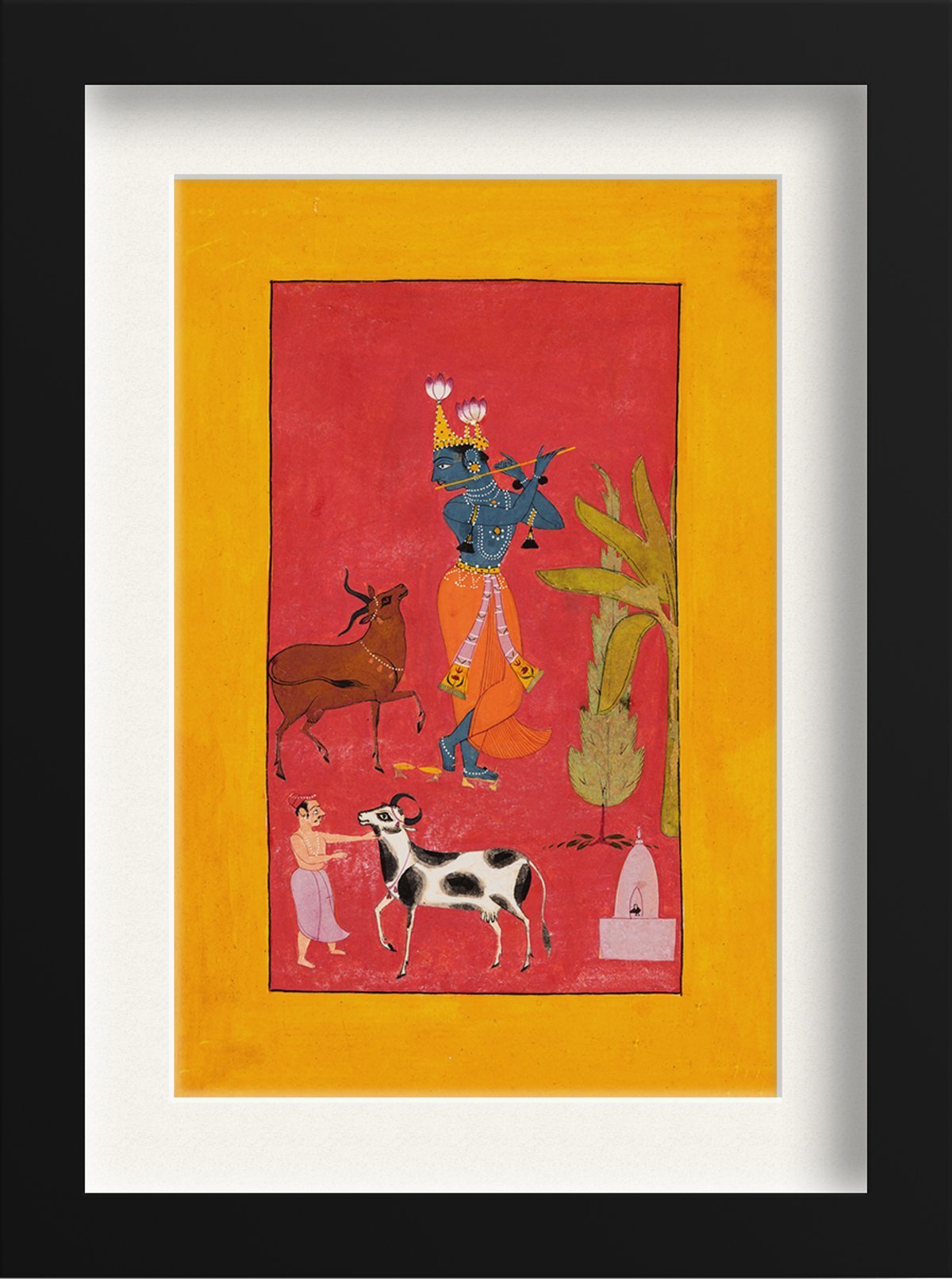 Krishna playing the flute, 1665 (Bundi) Painting - Meri Deewar 2 : 3 Vertical Premium Wall Art Canvas by MeriDeewar