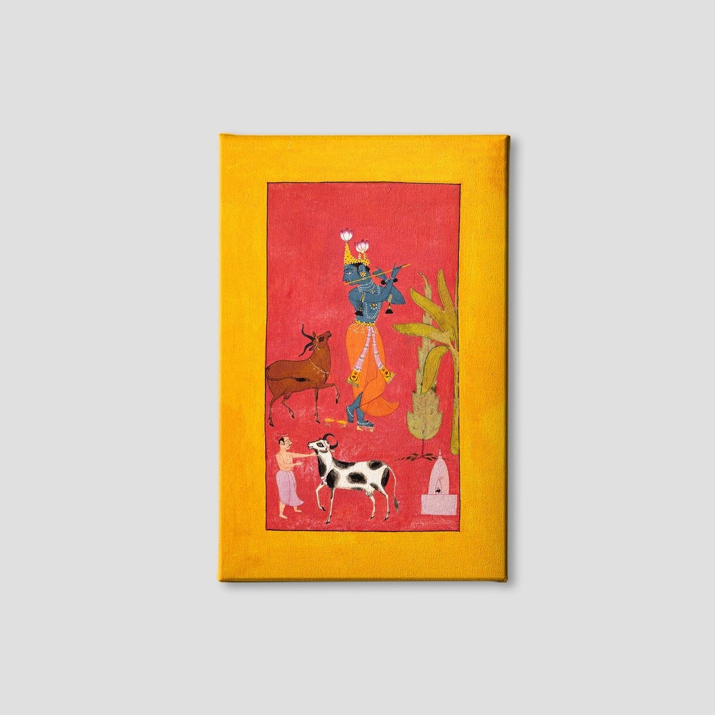 Krishna playing the flute, 1665 (Bundi) Painting - Meri Deewar 2 : 3 Vertical Premium Wall Art Canvas by MeriDeewar