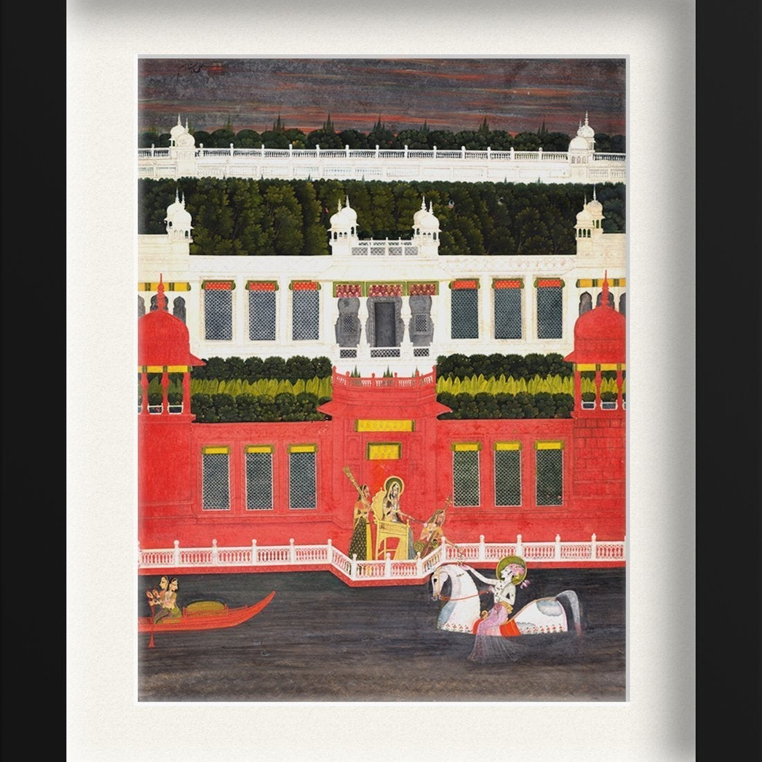 Krishna Receives A Flower Garland Painting - Meri Deewar 3 : 4 Vertical Premium Wall Art Canvas by MeriDeewar