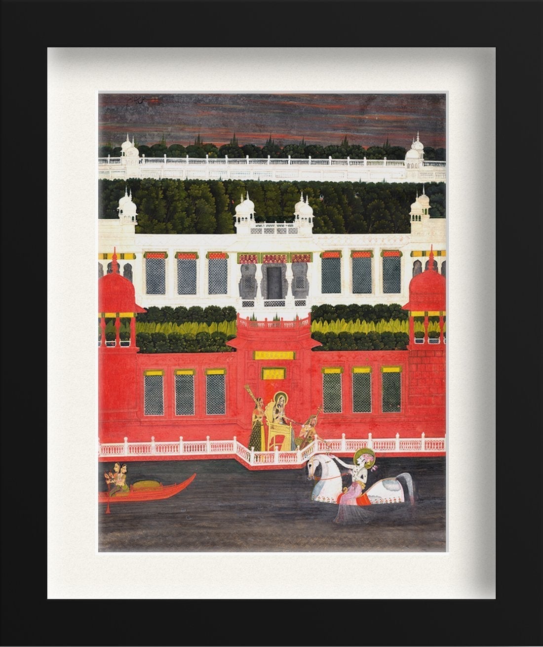 Krishna Receives A Flower Garland Painting - Meri Deewar 3 : 4 Vertical Premium Wall Art Canvas by MeriDeewar