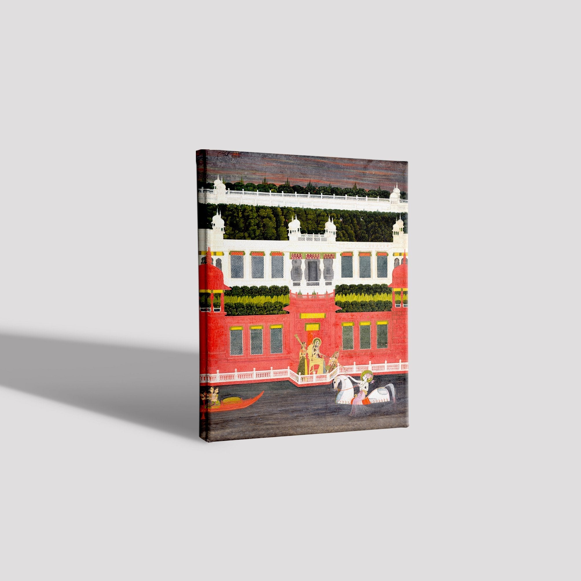 Krishna Receives A Flower Garland Painting - Meri Deewar 3 : 4 Vertical Premium Wall Art Canvas by MeriDeewar