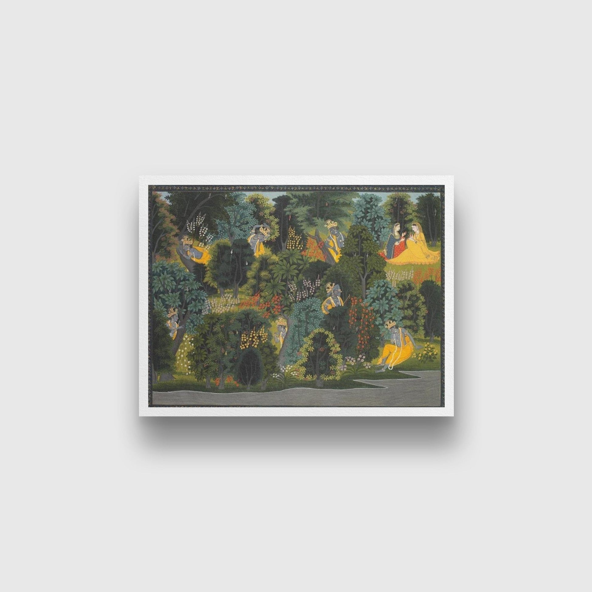 Krishna's Longing For Radha From The Gita Govinda Of Jayadeva Painting - Meri Deewar 4 : 3 Horizontal Premium Wall Art Canvas by MeriDeewar