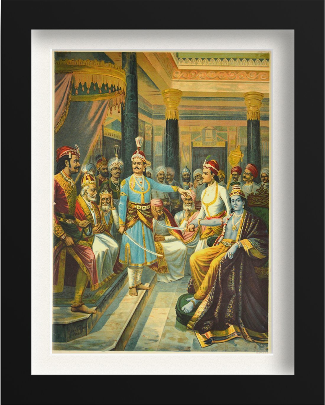 Krishna Shishtai or Krishna as an Envoy Painting - Meri Deewar 3 : 4.2 Vertical Premium Wall Art Canvas by MeriDeewar