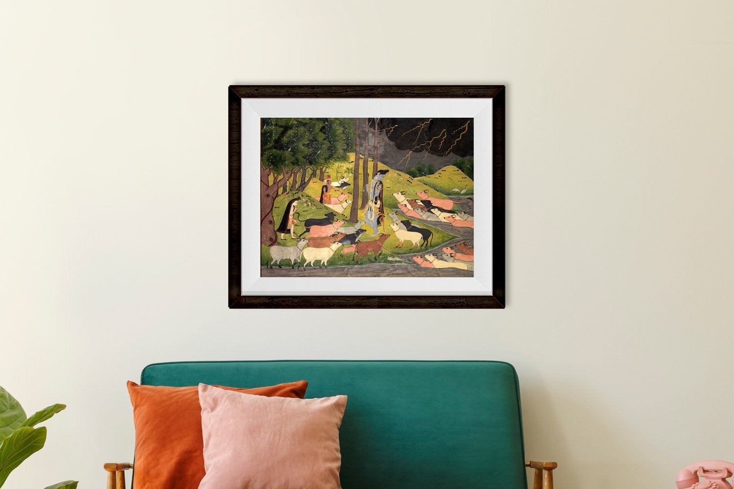 Krishna Summoning The Cows Painting - Meri Deewar 4 : 3 Horizontal Premium Wall Art Canvas by MeriDeewar