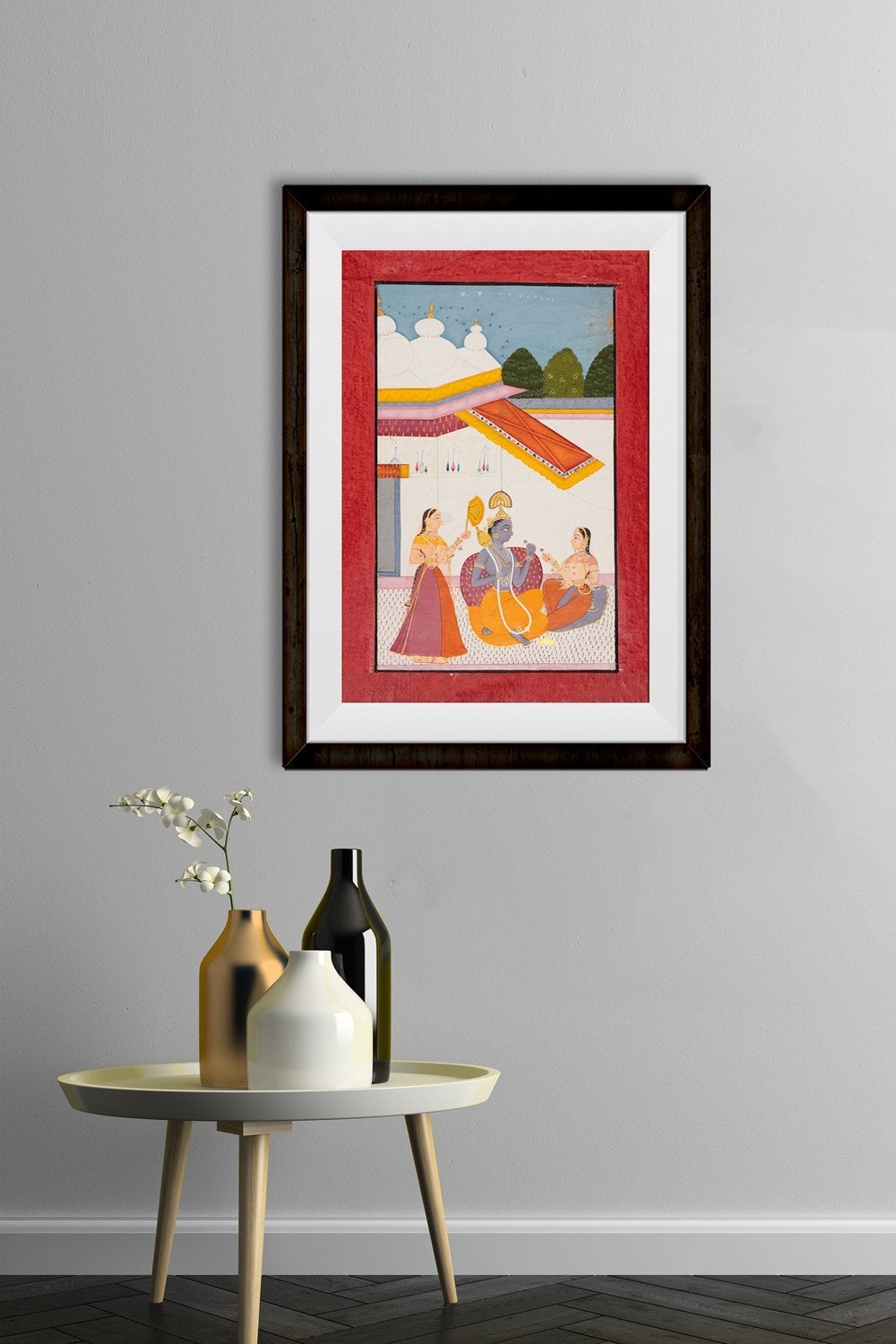 Krishna Under A Canopy C. 1680. India, Rajasthan Painting - Meri Deewar 4 X 5.5 Vertical Premium Wall Art Canvas by MeriDeewar