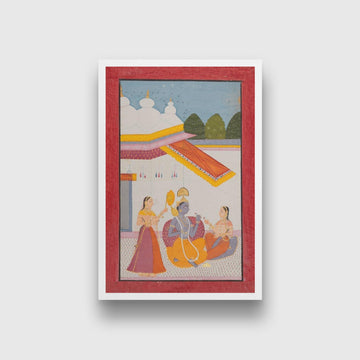 Krishna Under A Canopy C. 1680. India, Rajasthan Painting - Meri Deewar 4 X 5.5 Vertical Premium Wall Art Canvas by MeriDeewar